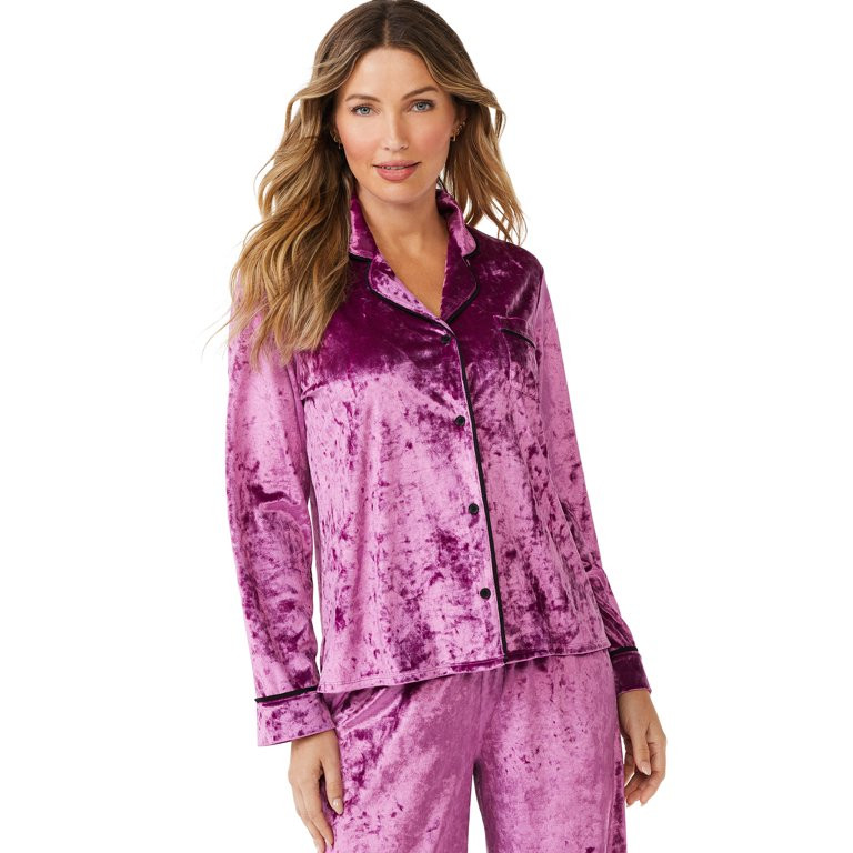 Sofia Intimates by Sofia Vergara Women's and Women's Plus Size Crushed Velvet Pajama Set, 2-Piece | Walmart (US)