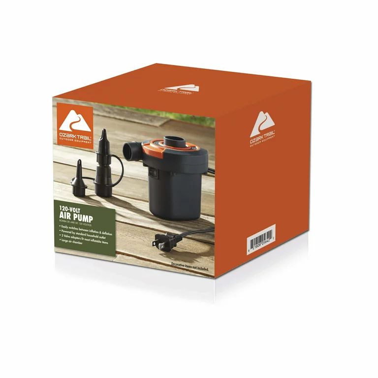 Ozark Trail Sidewinder 4" 120V AC Plug Electric Air Pump, Grey and Orange | Walmart (US)