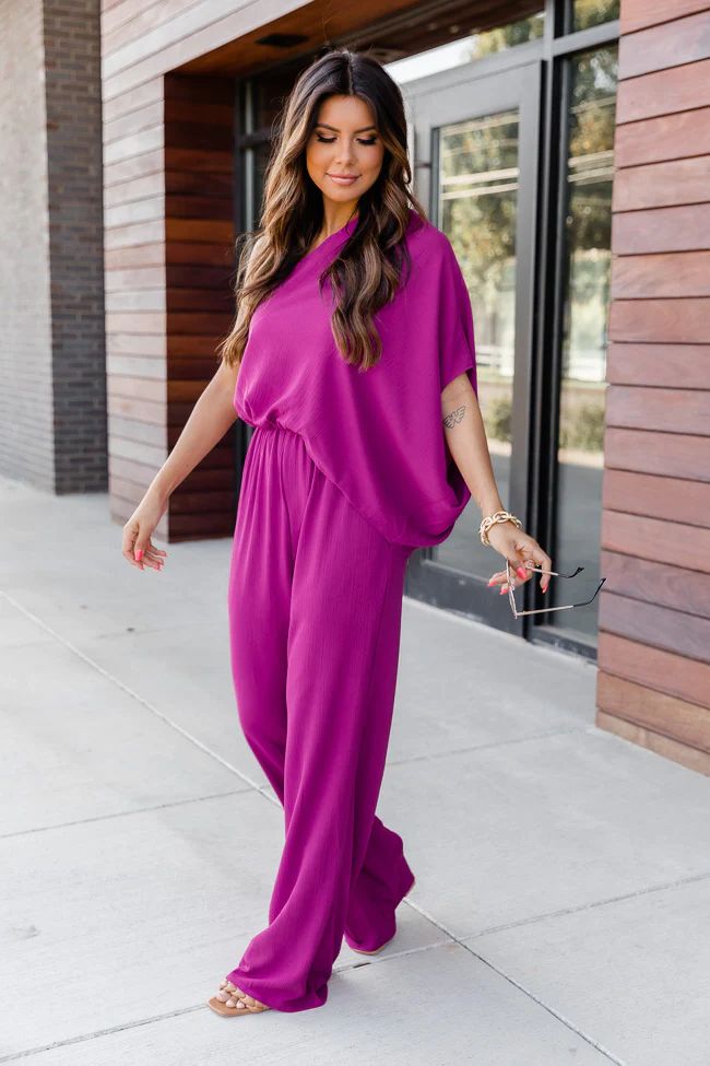 Stop And Stare Purple One Shoulder Jumpsuit | The Pink Lily Boutique