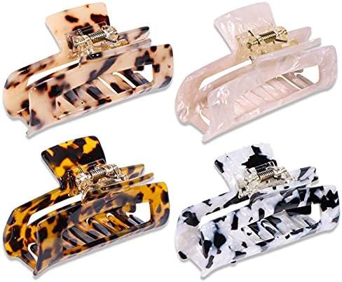 MagicSky 4PCS Hair Claw Clips, Acrylic Hair Banana Barrettes, Celluloid French Butterfly Jaw Clip... | Amazon (US)