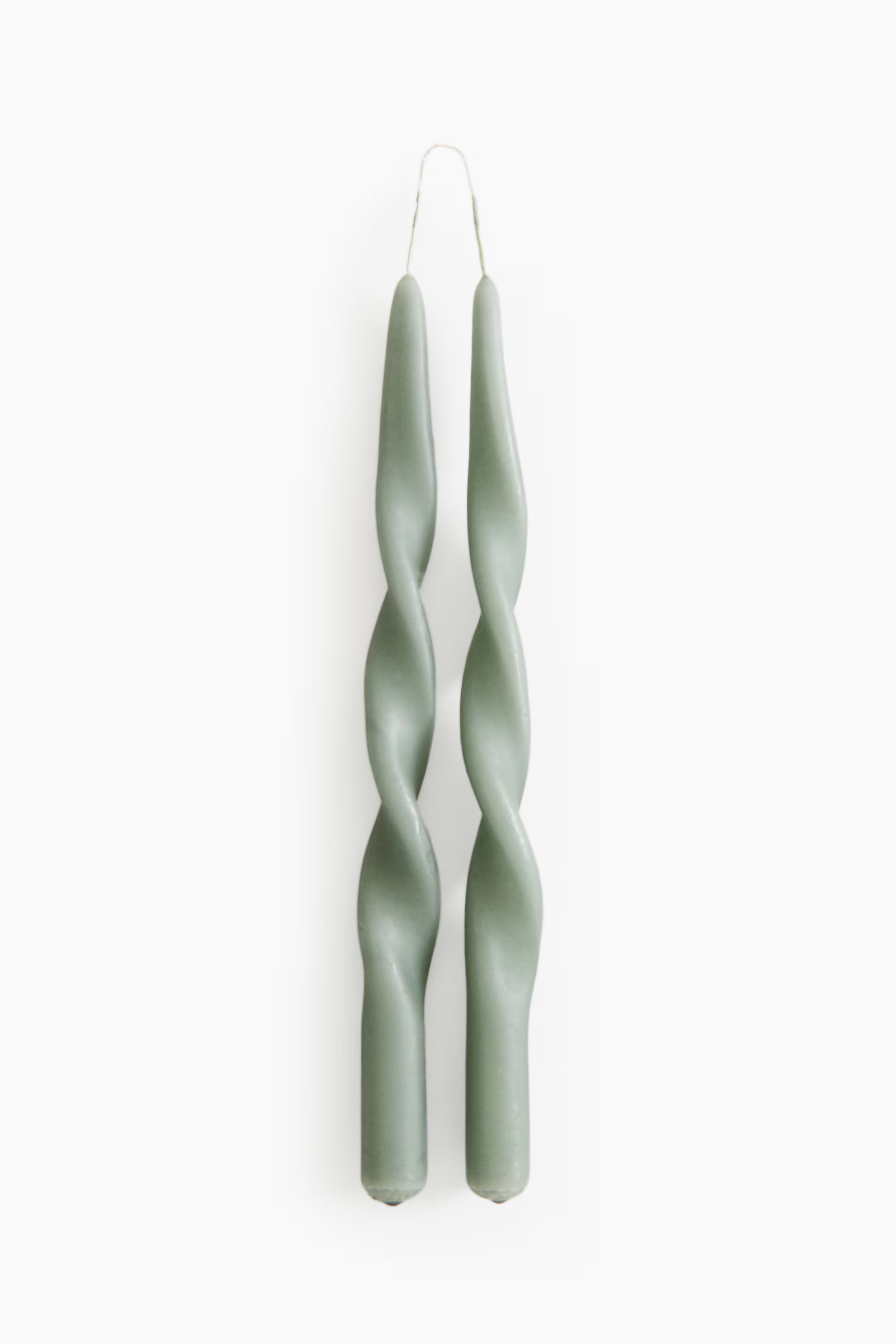 2-pack Spiral Taper Candles - Khaki green - Home All | H&M US | H&M (US + CA)