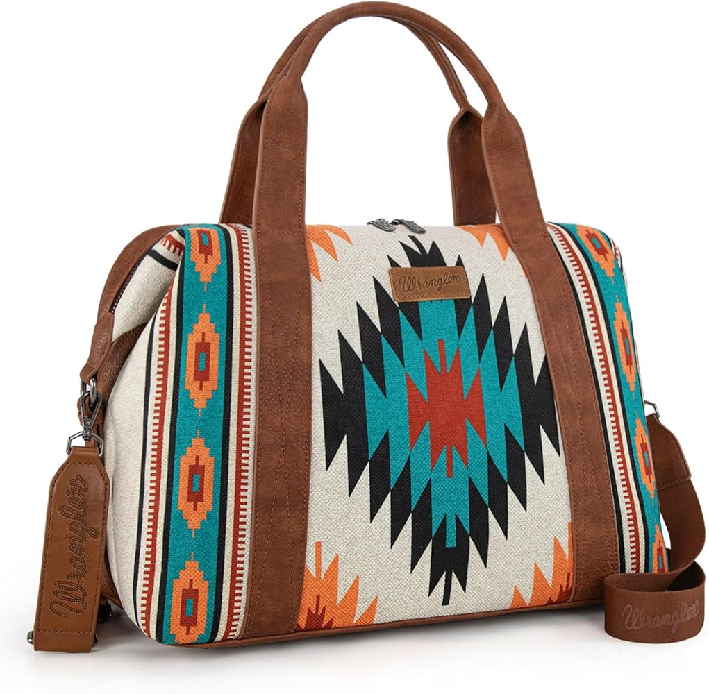 Wrangler Duffel Bag for Women Large Travel Weekender Bag Designer Aztec Carry On Bags, Beige | Amazon (US)