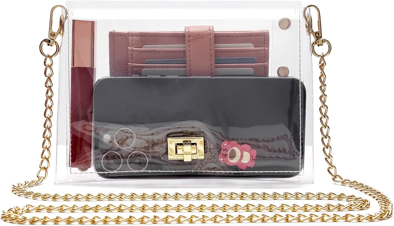 MOETYANG Transparent Clutch Clear Purse Crossbody Shoulder Bags Stadium Approved Bags | Amazon (US)