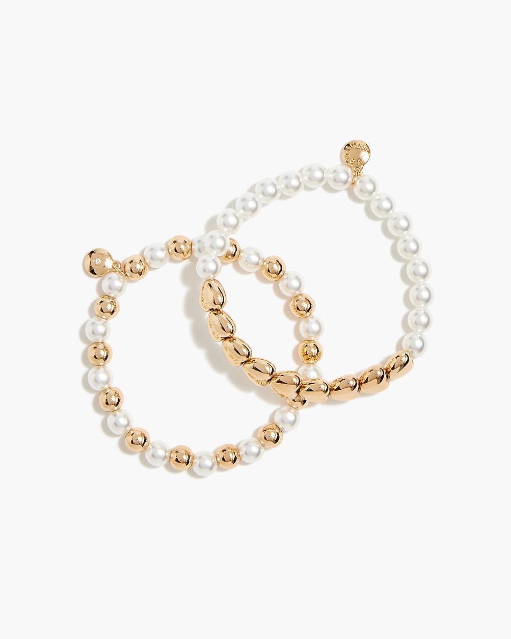 Girls' gold heart and pearl bracelets set-of-two | J.Crew Factory