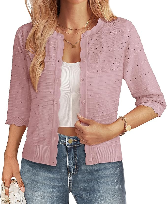 GRACE KARIN Womens 3/4 Sleeve Cardigan Sweater, Lightweight Cropped Cardigan Trendy, Dressy Casua... | Amazon (US)