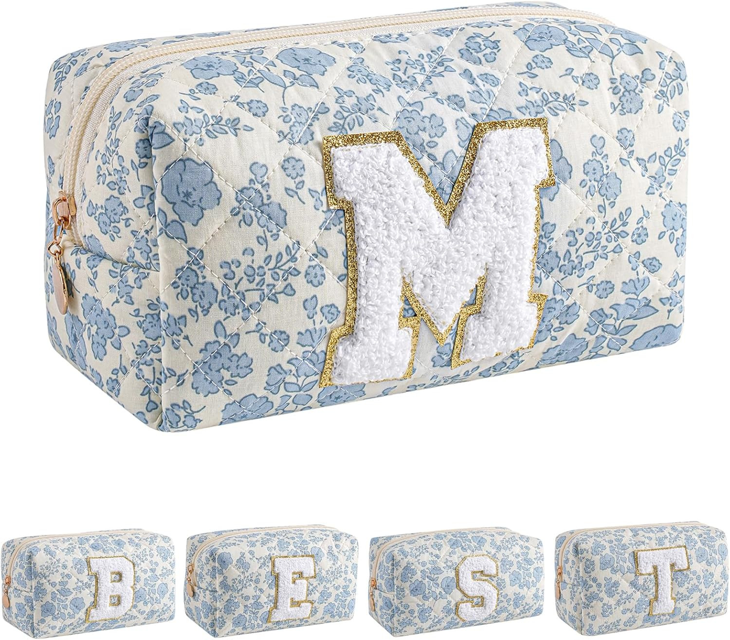 JOVAKIT Alphabet Makeup Bag Cosmetic Bag for Women, Christmas Gifts for Girls Age 6-18, Floral Fl... | Amazon (US)