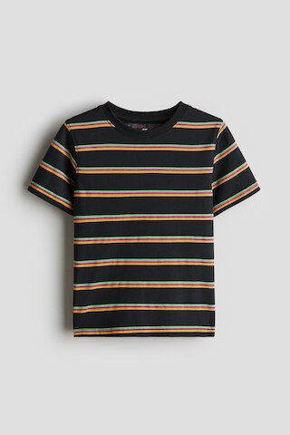 H & M - Printed Cotton T-Shirt - Black/Striped | H&M (US + CA)