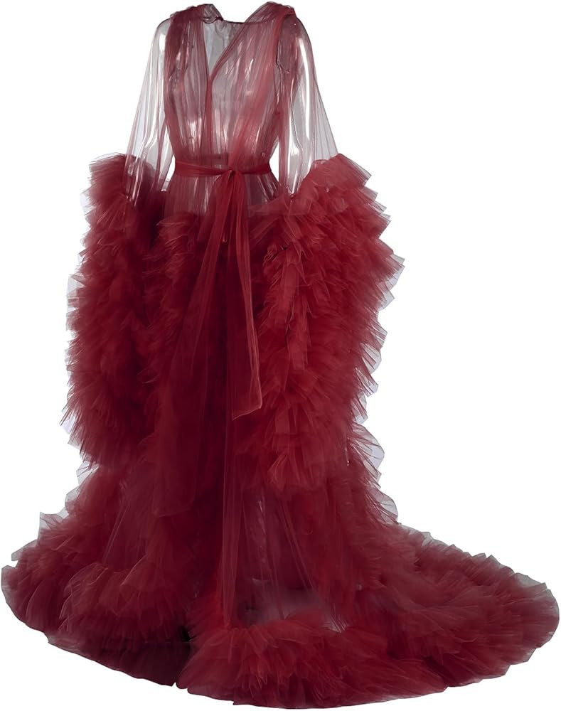 Tulle maternity robe for photoshoot Lingerie for Women Old Hollywood Robe Nightgown Tulle Bathrob... | Amazon (US)