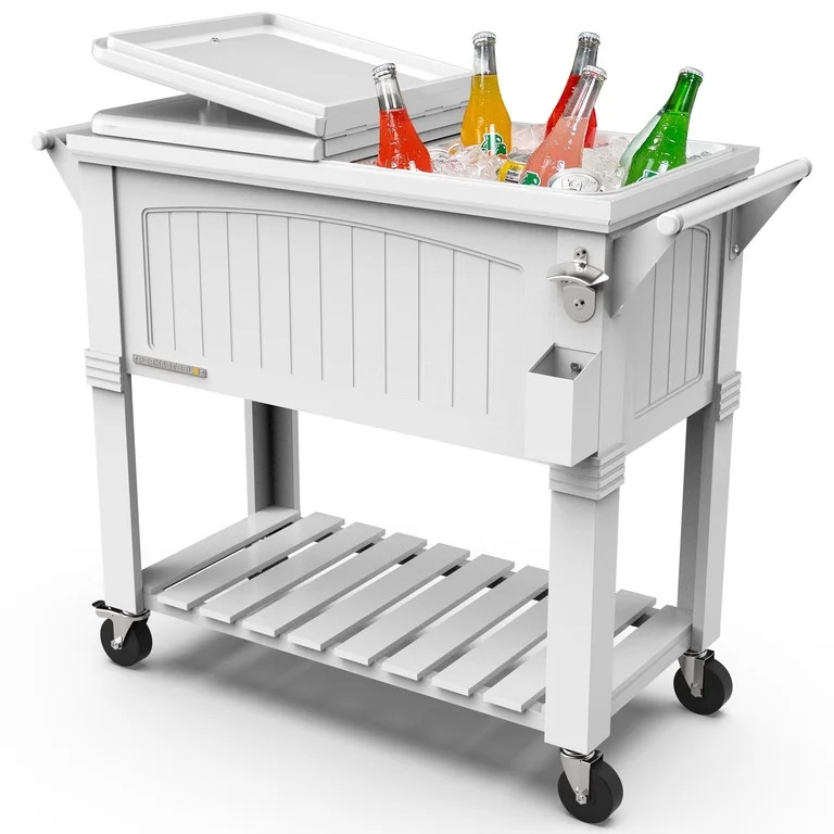 Permasteel Patio Cooler with Divider, Spacious 80-Qt Capacity, Chills 36hrs, Serving Tray, Rollin... | Walmart (US)