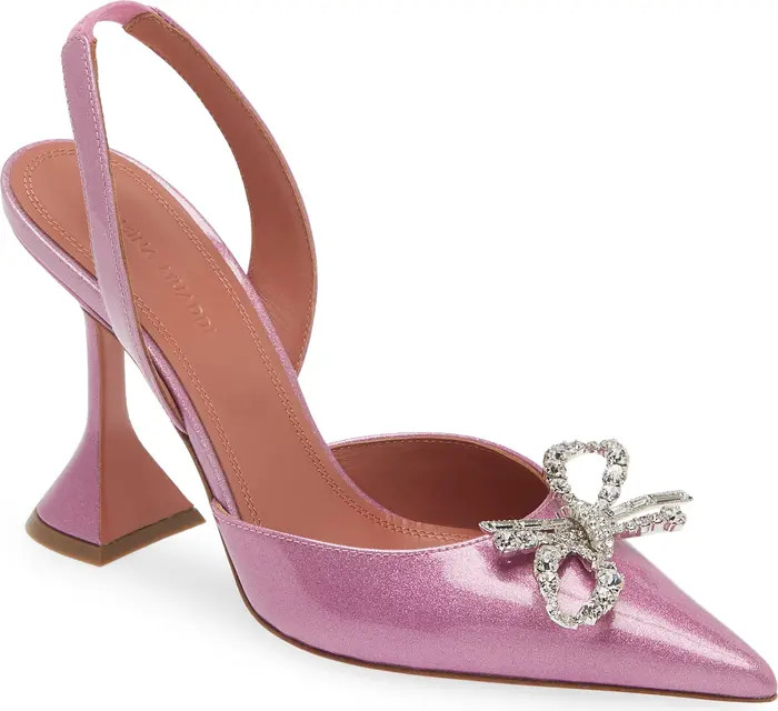 Amina Muaddi Rosie Crystal Bow Pointed Toe Slingback Pump (Women) | Nordstrom | Nordstrom