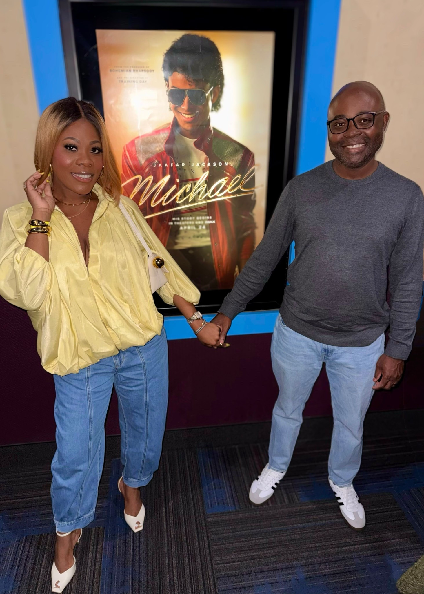 His and her look for a movie date night. Leo keeps it casual and I never miss an opportunity to get glammed :) loving my new jacket/ top so much especially this yellow 💛 I had the satin one in beige and the yellow is just perfect for spring 

#LTKdayinmylife #LTKmomlife #LTKootd