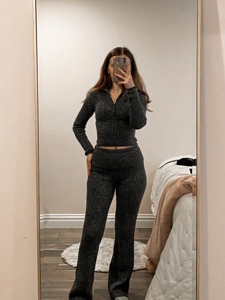 A ribbed sweater pant set is the perfect work from home loungewear set or can be styled as a casual winter outfit. 
.
.
.
.
.
.
.
.
Winter outfits | ribbed pants | lounge set | lounge pants | casual winter outfits | matching sweater set | sweater outfits | cropped sweater | grey sweater | gray sweater | sweater lounge set | quarter zip sweater | half zip sweater | comfy pants | grey pants | high waisted pants | ugg slippers | womens slippers | house slippers 

#LTKGiftGuide #LTKSeasonal #LTKFind #LTKunder50 #LTKunder100 #LTKHoliday #LTKU #LTKsalealert #LTKfindsunder50 #LTKfindsunder100 #LTKstyletip #LTKworkwear #LTKtravel #LTKshoecrush #LTKitbag 