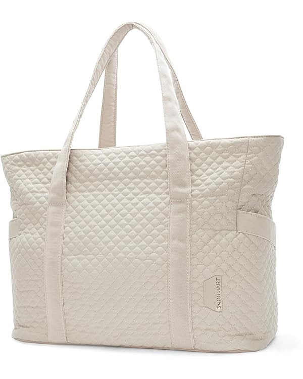 BAGSMART Large Tote Bag For Women, Travel Shoulder Bag Top Handle Handbag with Yoga Mat Buckle fo... | Amazon (US)