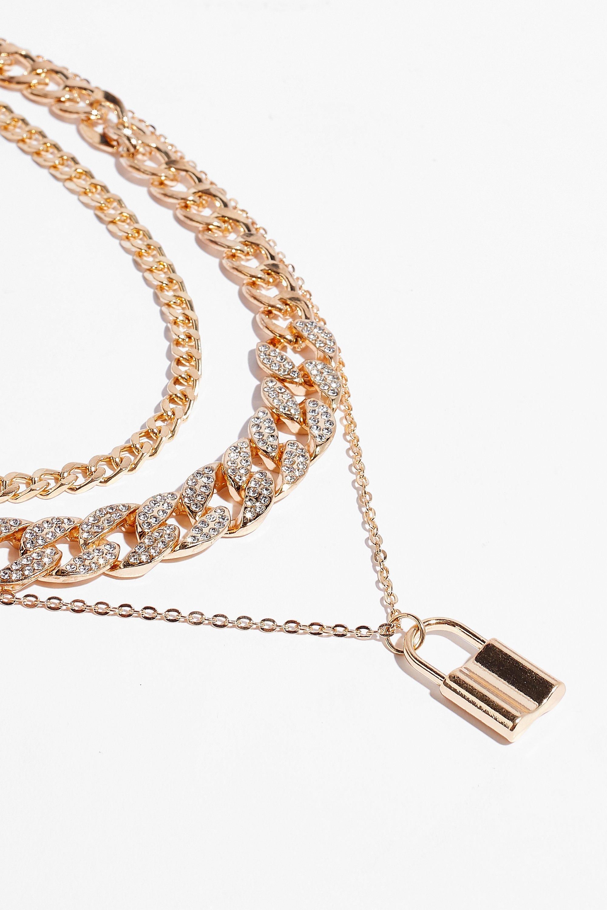 Lock and Key Layered Chain Necklace | NastyGal (US & CA)