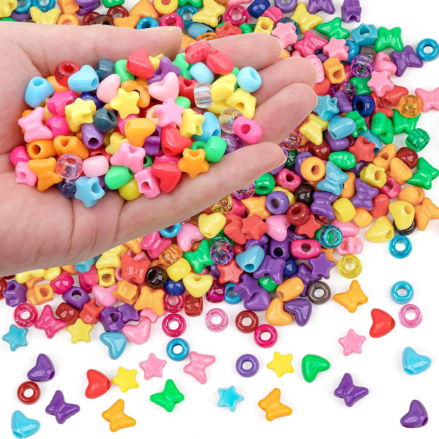 900 Pcs Pony Beads Shapes for Bracelet、Jewelry Making、Friendship Bracelets Colourful Plastic 6x9mm Multi-Colored Fall Beads for DIY Bracelet Necklace Party Decoration Supplies | Amazon (US)
