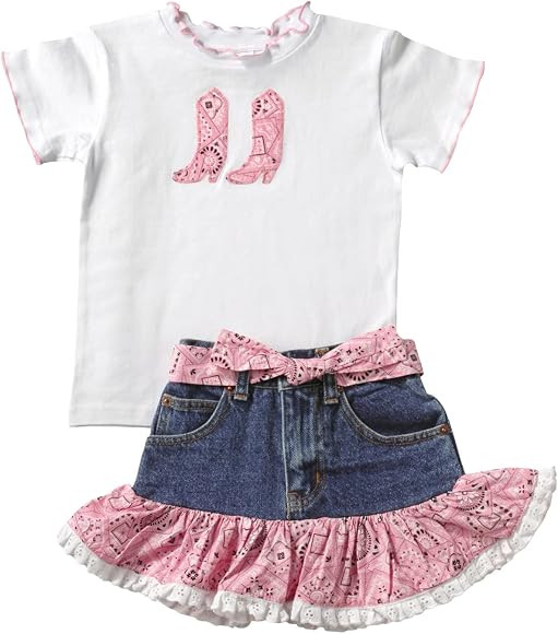 Kiddie Korral Toddler-Girls' Cowgirl Boot Bandana Skirt Set - 15 | Amazon (US)