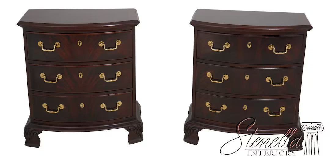 64495EC: Pair THOMASVILLE Mahogany 3 Drawer Nightstands | Etsy (US)