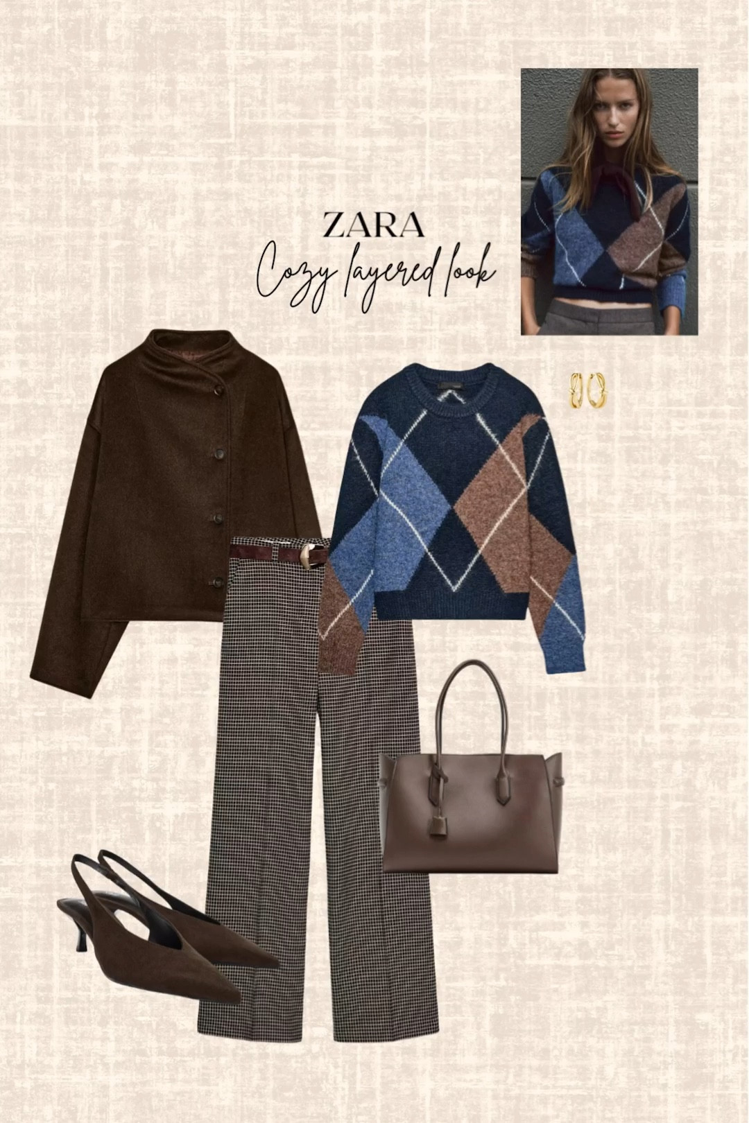 Zara Cozy Layered look! 

Sweater, jacket, pants, tote bag, earrings, slingback

#LTKSeasonal #LTKFindsUnder100 #LTKootd