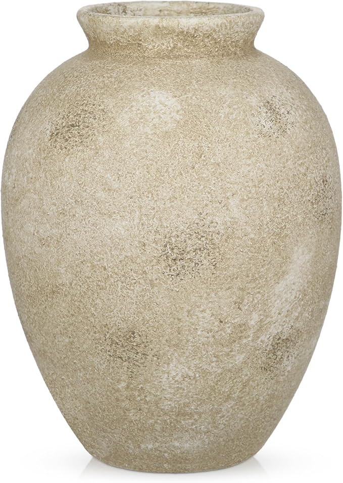 Large Rustic Ceramic Vase, 9.1 Inch Tall Farmhouse Vintage Flowers Vase, Decorative Terracotta Va... | Amazon (US)