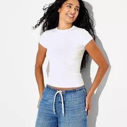 Women's Short Sleeve Crewneck T-Shirt - Wild Fable\u2122 White XS | Target