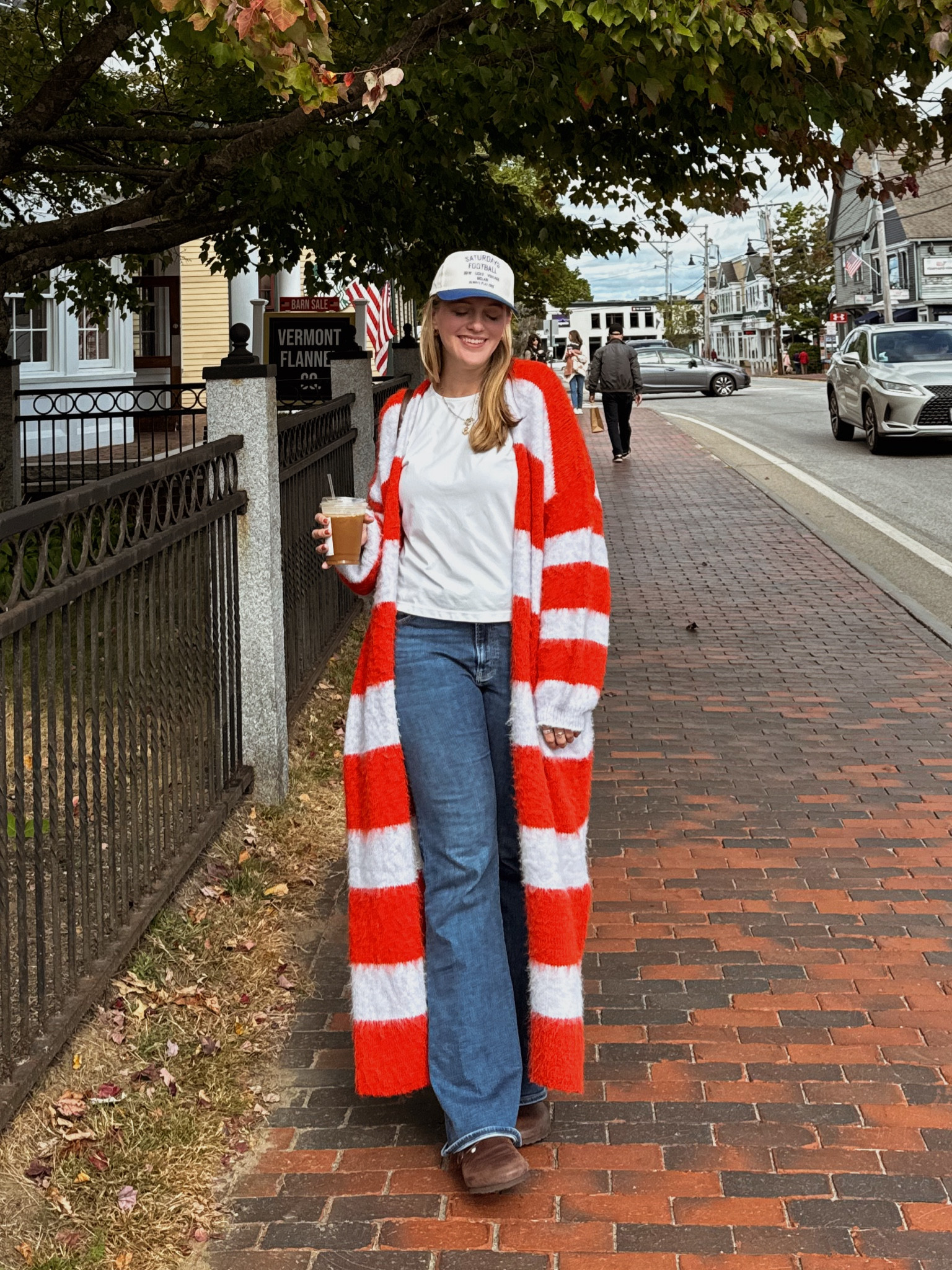 where’s Waldo?? Feeling very “Copenhagen” in this floor length striped sweater. #sweaterweather #falloutfitinspo #fallootd #freepeople #birkenstock 