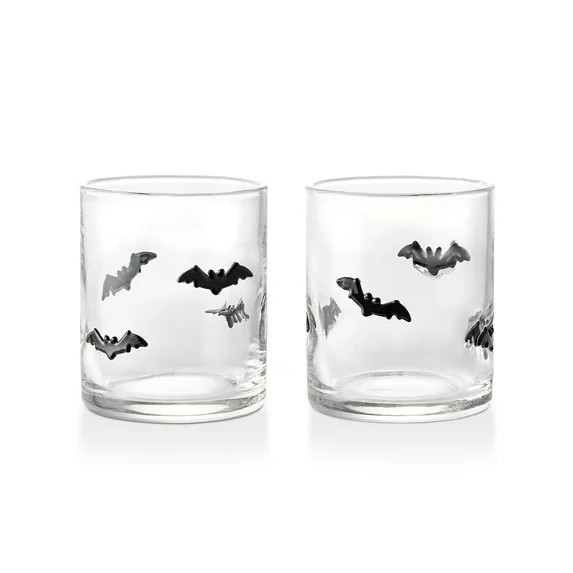 Thyme & Table12 fl oz Halloween Bat Charm Drinking Glasses, Set of 2 | Walmart (US)