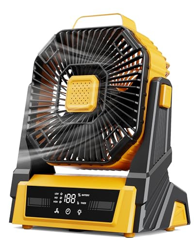 KopBeau Portable Camping Fan with Lights, 20000mAh Rechargeable Battery Operated Fan, Battery Powered Outdoor Beach Tent with 3 Speeds & Hook, Personal USB Table for Camping Accessories | Amazon (US)