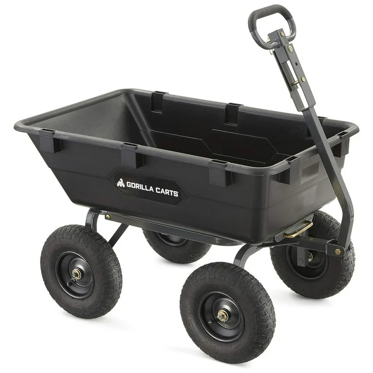 Gorilla Carts 6 cu ft Heavy Duty Poly Dump Cart with Steel Frame, Black | Walmart (US)