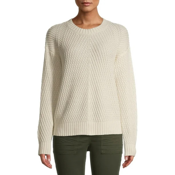 Time and Tru Women's Novelty Stitch Pullover - Walmart.com | Walmart (US)