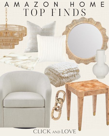 Top home finds from Amazon ✨ mixing textures is a fun way to make your home feel cozy! 

Woven decor, budget friendly home decor, lighting, chandelier, woven mirror, accent pillow, vase, decorative accessories, throw blanket, accent chair, swivel chair, marble tray, end table, accent table, beverage table, living room, dining room, kitchen, entryway, bedroom, Interior design, look for less, designer inspired, Amazon, Amazon home, Amazon must haves, Amazon finds, amazon favorites, Amazon home decor #amazon #amazonhome

#LTKhome #LTKfindsunder100 #LTKstyletip