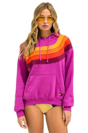 WAVE STRIPE 4 PULLOVER HOODIE RELAXED - MAGENTA // ORANGE | Aviator Nation