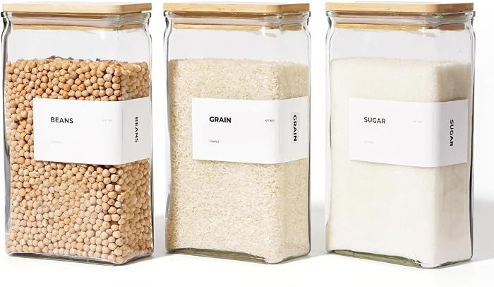 Glass Storage Jars with Bamboo Lid, glass canisters with airtight lids, Clear jars with lids for ... | Amazon (US)