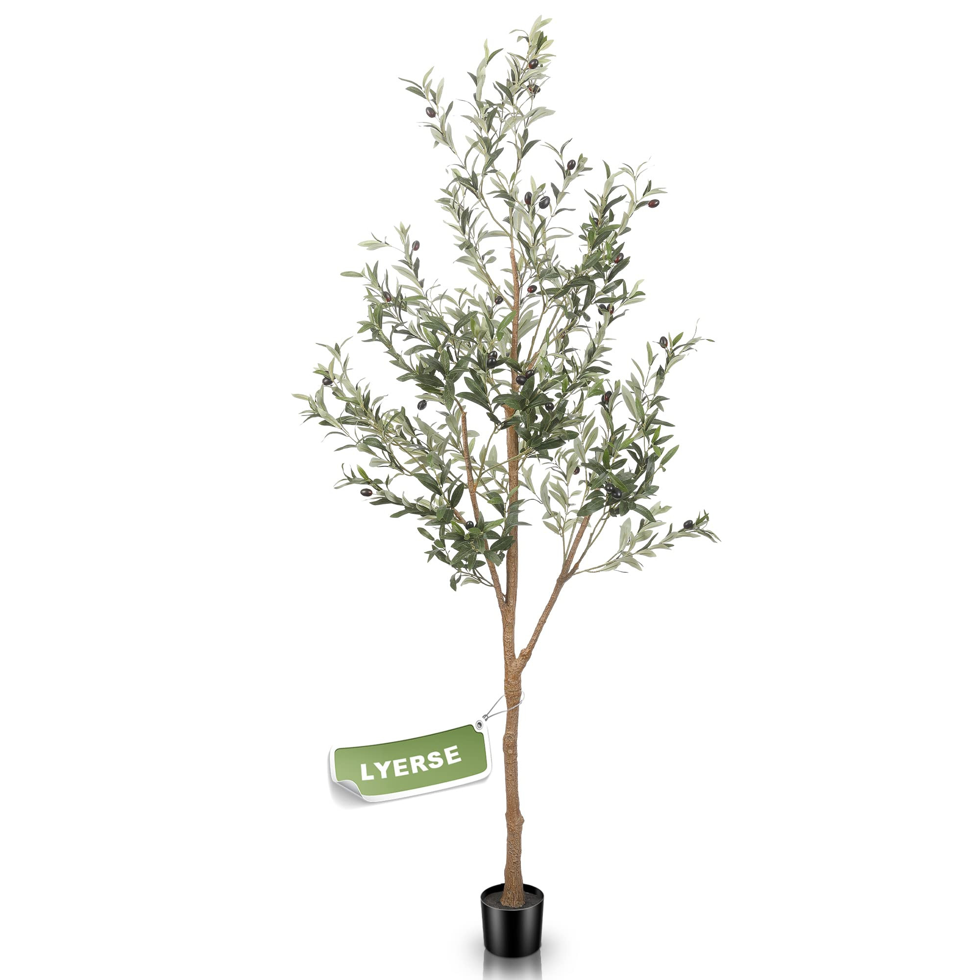 LYERSE 6ft Artificial Olive Tree Tall Fake Potted Olive Silk Tree with Planter Large Faux Olive B... | Amazon (US)