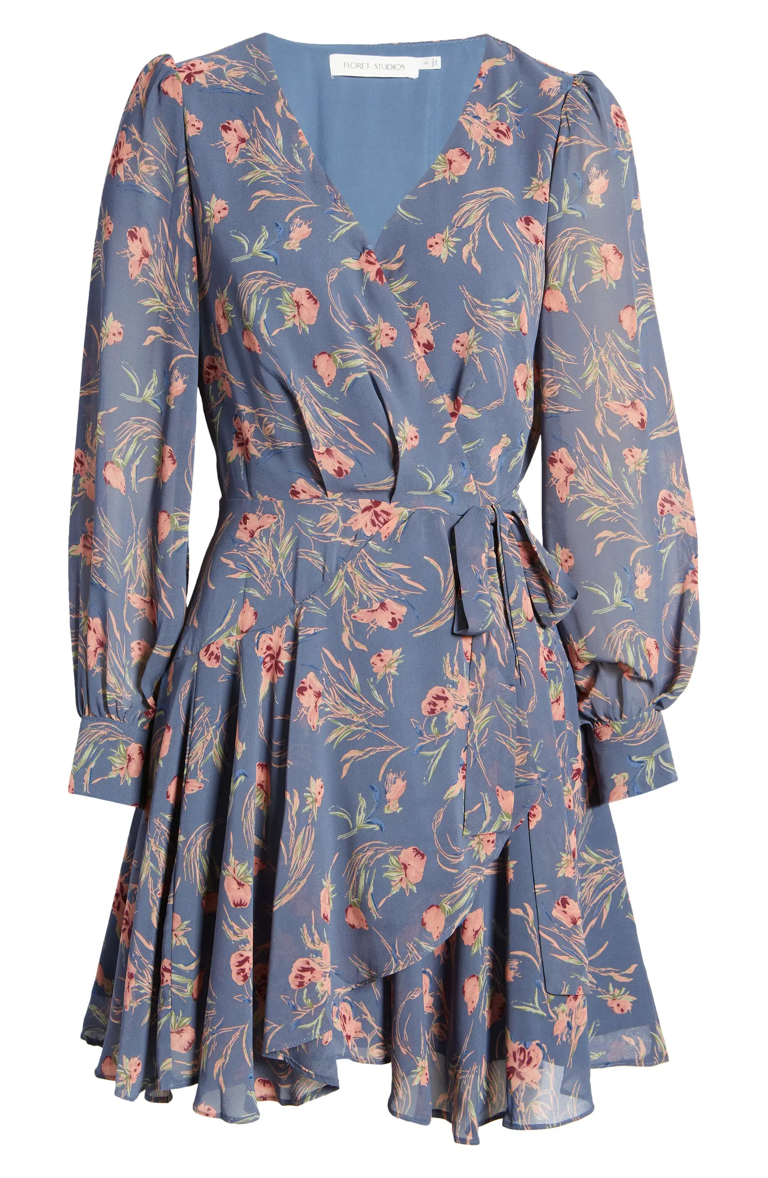 FLORET STUDIOS Long Sleeve Wrap Minidress | Nordstrom | Nordstrom