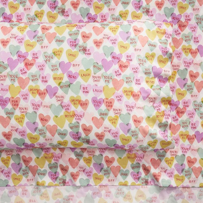 Rifle Paper Co. Candy Heart Organic Sheet Set | Pottery Barn Teen