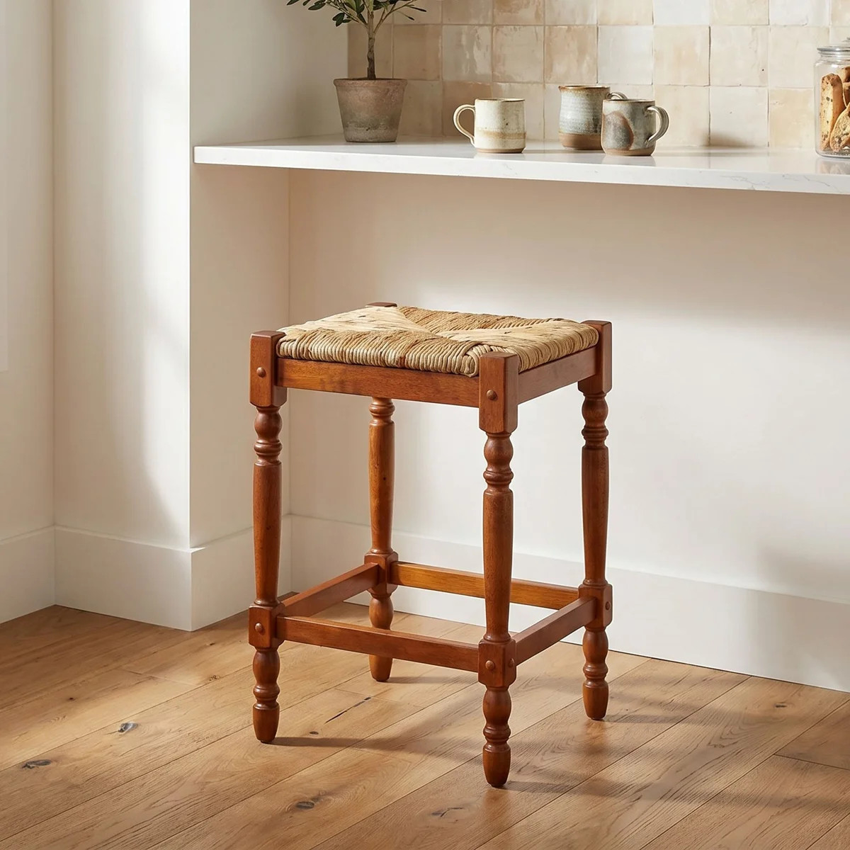 Chiem Counter Stool with Solid Wood Frame | Wayfair North America