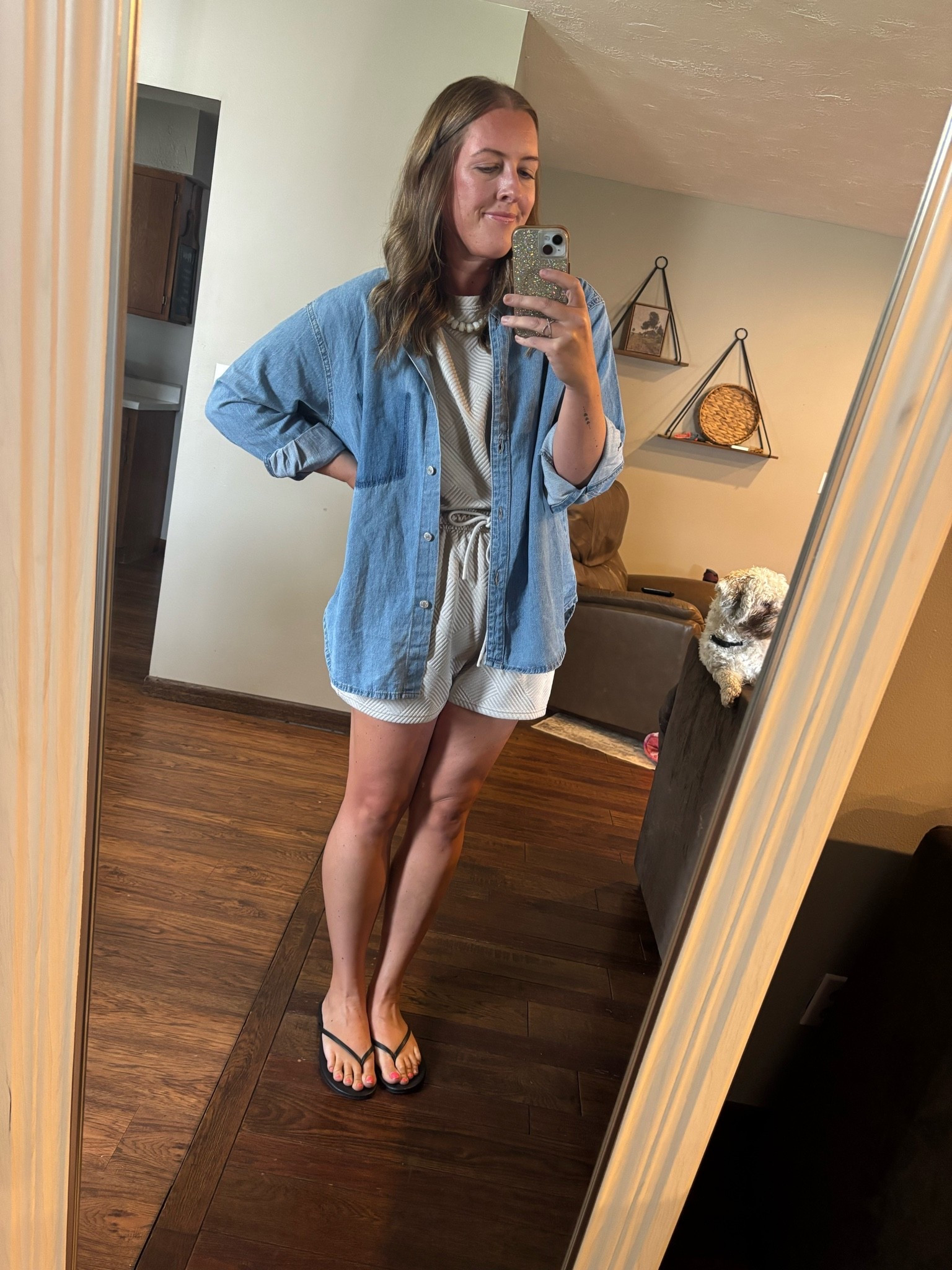 The easiest way to elevate a simple set 🤎👖 This set was already a vibe, but throw on a denim button-up and suddenly the whole outfit feels more put together. I swear, a good denim layer can elevate ANY outfit! ✨

#LTKootd