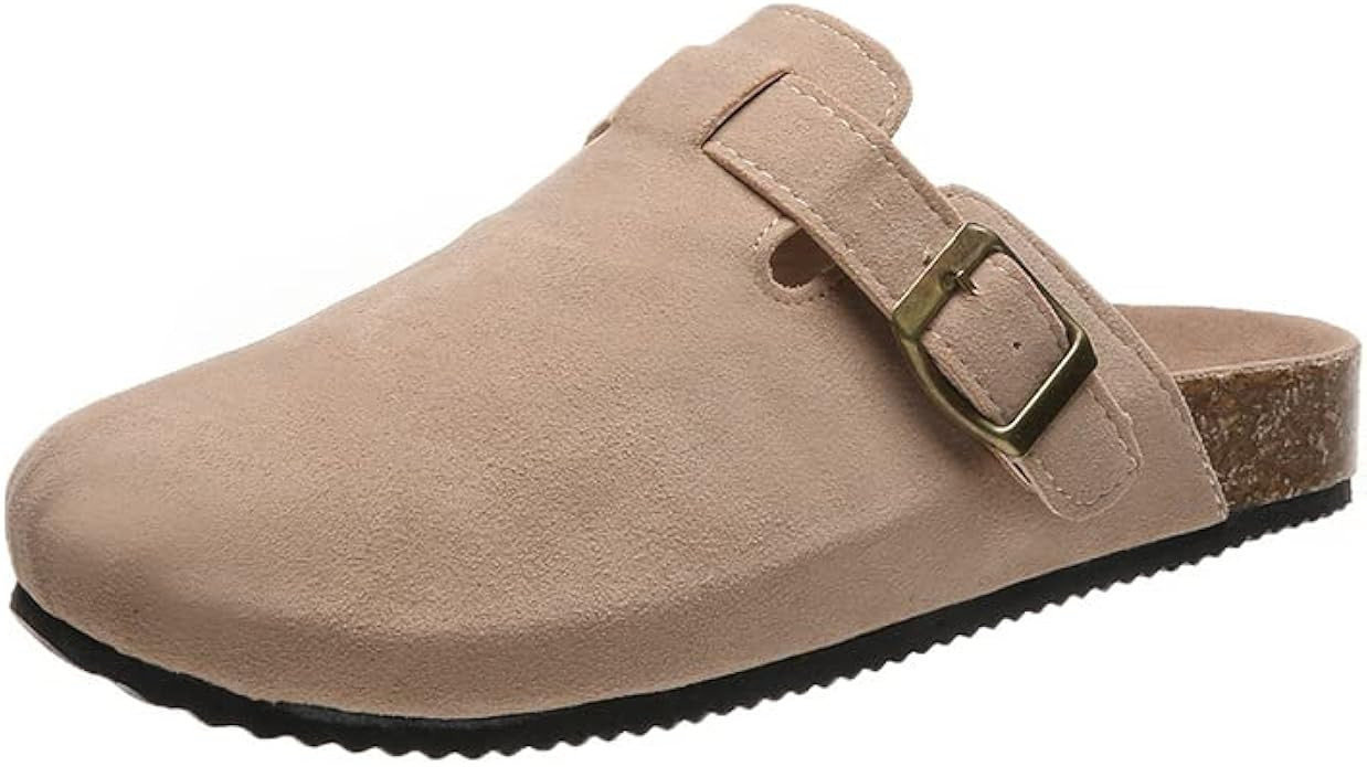 Boston Suede Clogs for Women Men - Unisex Arch Support Cork Footbed Mules, Adiustable Buckle Slip... | Amazon (US)