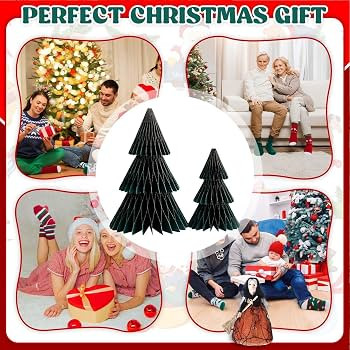 2pcs Honeycombs Paper Christmas Tree Ornaments | Xmass Tree Table Ornaments Paper Christmas Decor... | Amazon (CA)