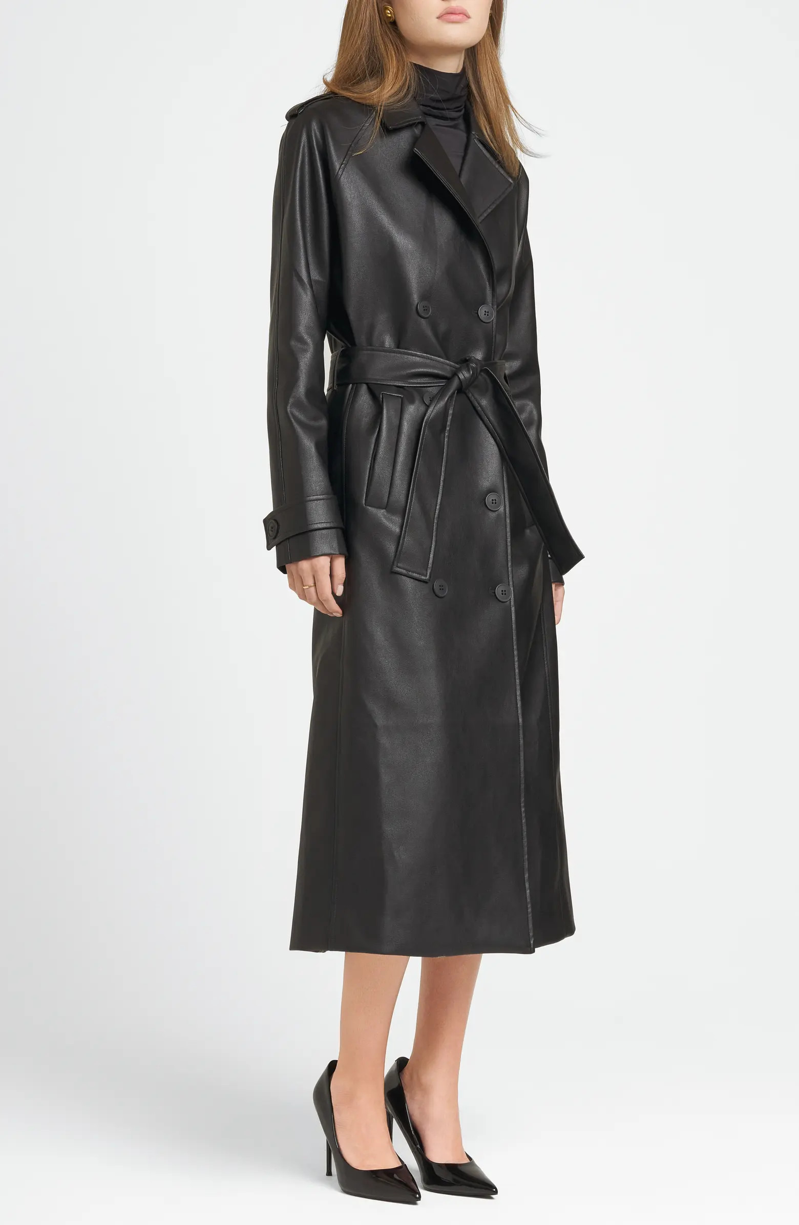 WAYF x CHÉRIE MADELEINE C'est La Vie Faux Leather Trench Coat | Nordstrom | Nordstrom