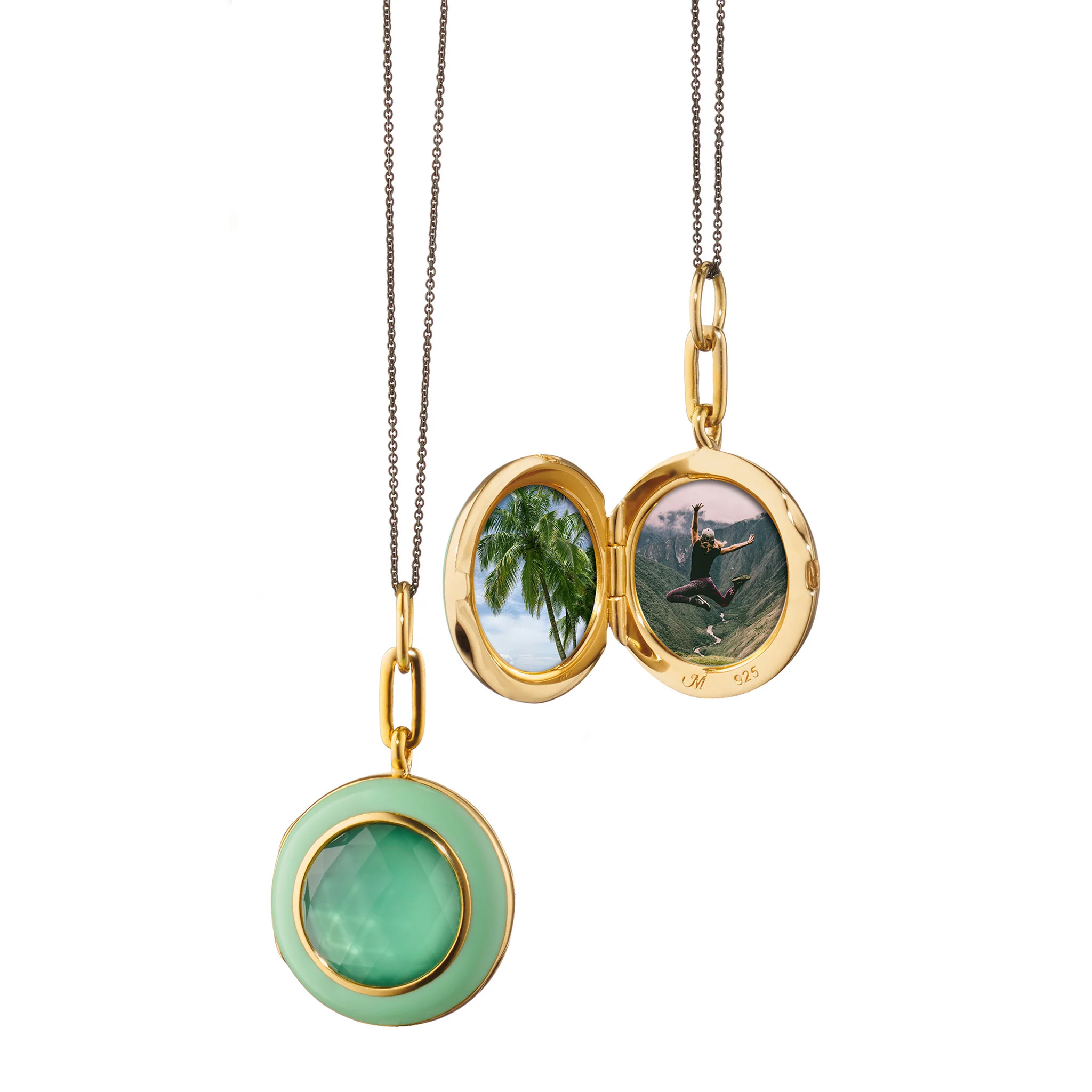 Green Enamel and Vermeil Locket with Green Amethyst | Monica Rich Kosann