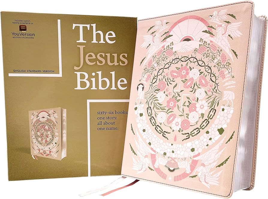 The Jesus Bible Artist Edition, ESV, Leathersoft, Peach Floral | Amazon (US)