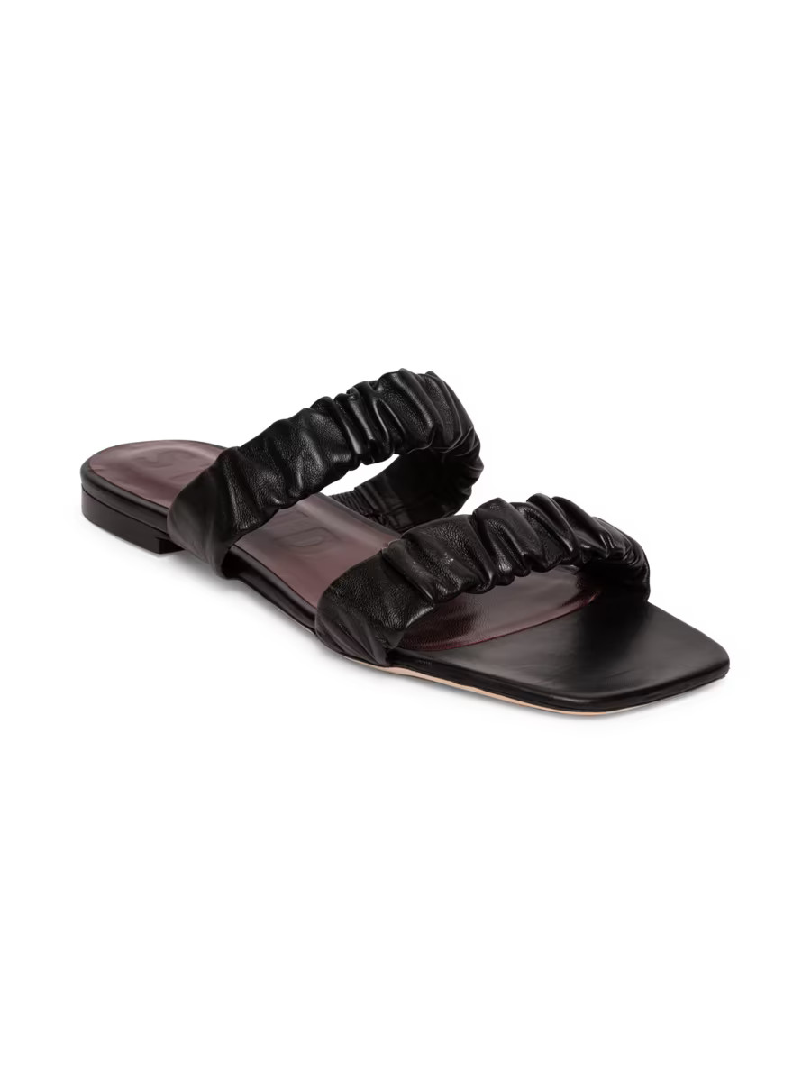Maya Ruched Leather Slides | Saks Fifth Avenue