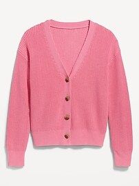 Lightweight Cotton and Linen-Blend Shaker-Stitch Cardigan Sweater for Women | Old Navy (US)