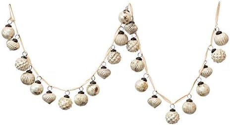 Creative Co-Op 72" L Embossed Mercury Ball Ornament, Matte White Glass Garlands, Multi | Amazon (US)