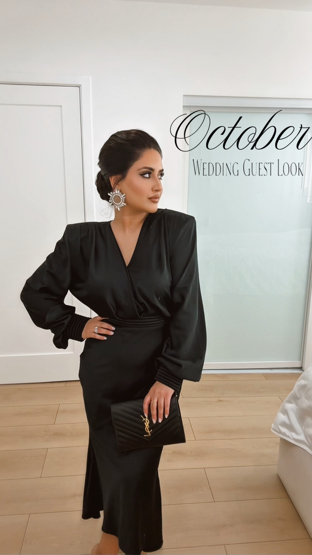 Loving this simple, sculpted and elevated wedding guest look for fall. 

Wearing a Zhivago black midi dress paired with Amina Muaddi crystal earrings, a black YSL classic clutch and my nude Jimmy Choo Bing pumps.✨

Linked similar Zhivago dresses to mine for the same Old Hollywood classic look. 

#LTKSeasonal #LTKPetite #LTKWedding