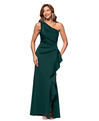 Women's Ruffled One-Shoulder Scuba Gown | Macy's