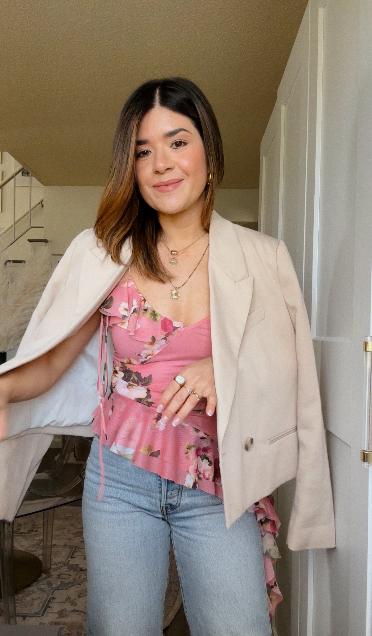 Loving this top so much! It’s under $40 and the print looks so chic!!!🫶🏽🌸 it runs tts, I’m wearing size xs. 

#LTKSeasonal #LTKFindsUnder50 #LTKFindsUnder100