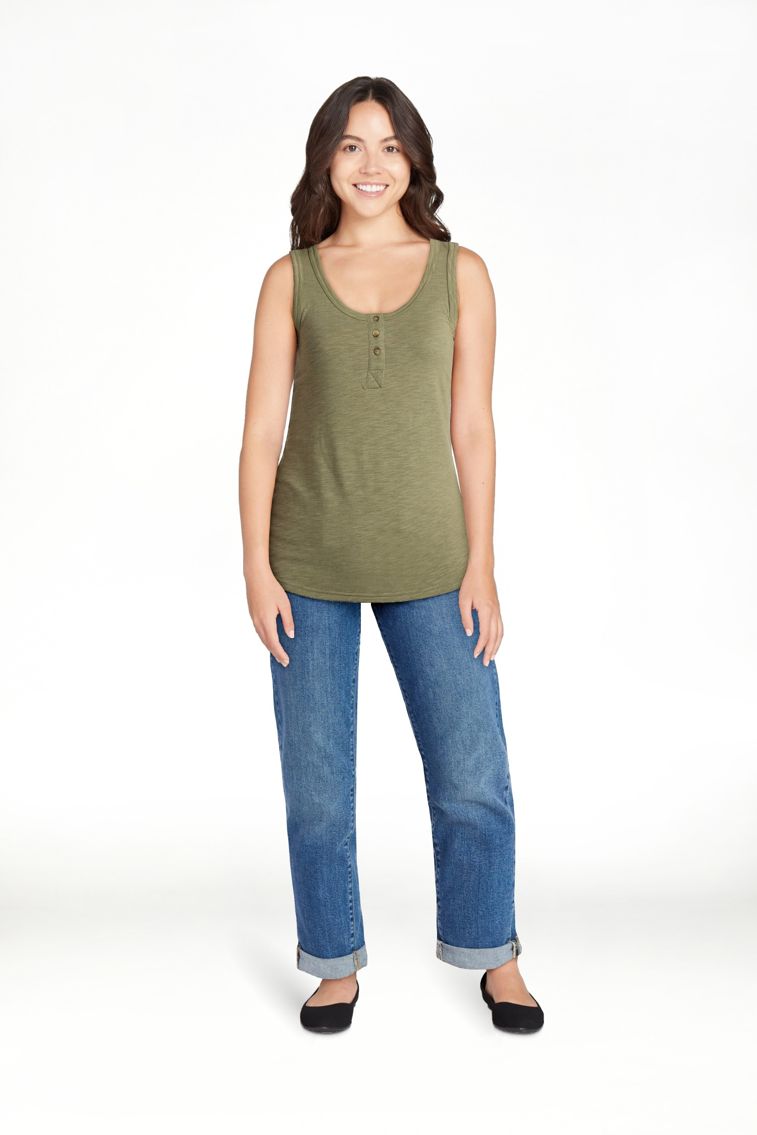 Time and Tru Women\u2019s Slub Henley Tank Top, sizes XS-XXXL | Walmart (US)