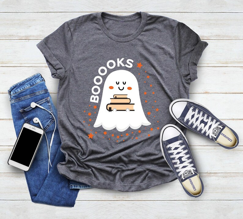 Booooks Shirt, Halloween Teacher T-Shirt, Ghost Books, Halloween Reading Shirt, Halloween Party T... | Etsy (US)